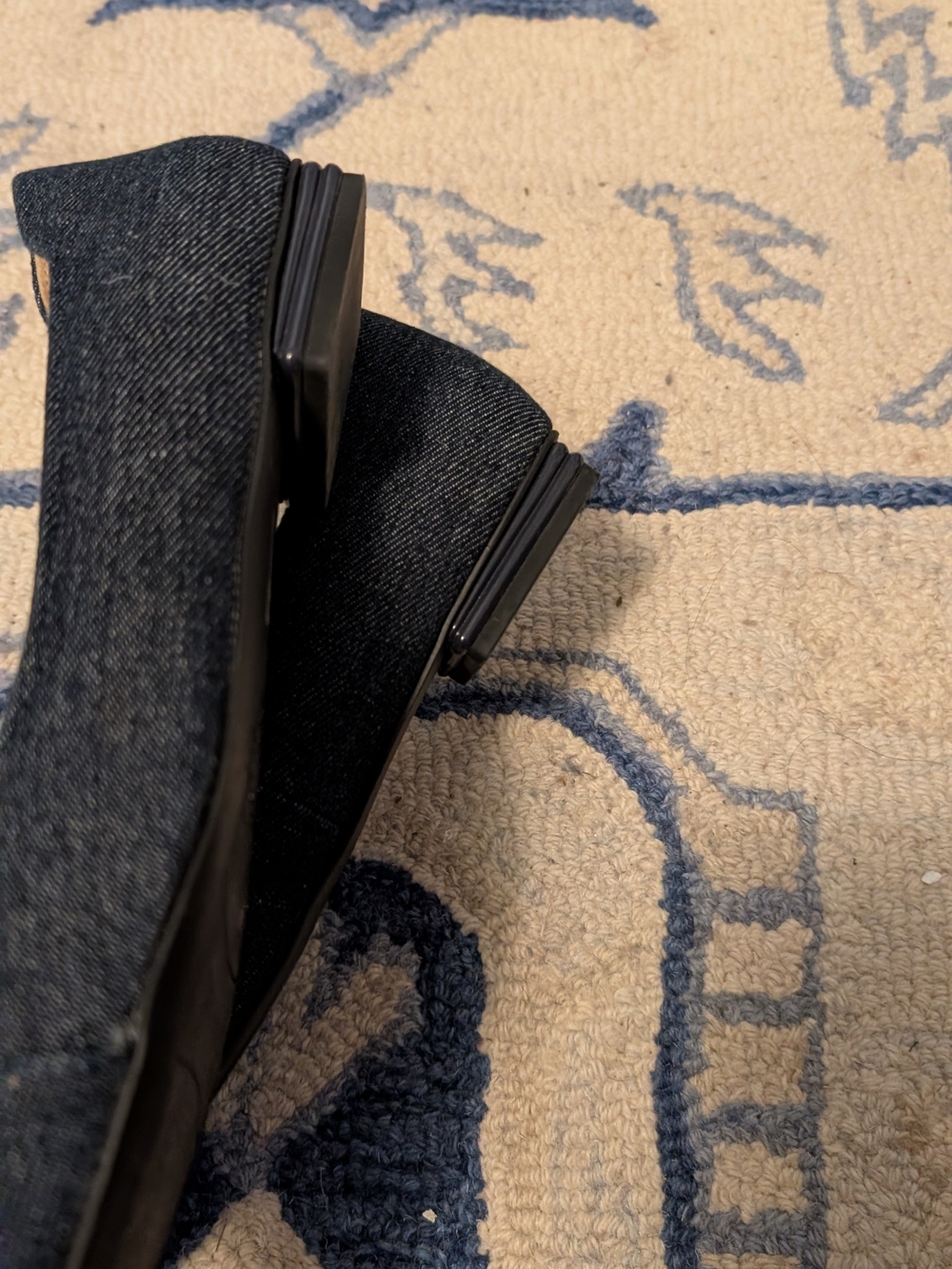 Franco Sarto Navy Denim Buckle Flats - Picture 5 of 7